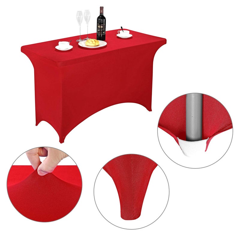 LZY Spandex Fitted Stretch Table Cover for 4ft or 6ft or 8ft Folding Table, Rectangular Cocktail Tablecloth, Perfect for Party or Banquet - Image 3